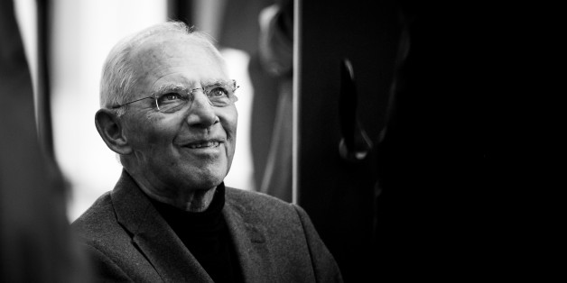 (EDITORS NOTE: Image has been converted to black and white.) BERLIN, GERMANY - SEPTEMBER 26: German Finance Minister Wolfgang Schaeuble, arrives for a joint meeting of the Bundestag parliamentarians of the CDU and its Bavarian sister party, the CSU, on September 26, 2017 in Berlin, Germany. Today's is the first meeting since German federal elections two days ago, in which the CDU won, though with 8.6% points fewer than in 2013. The CDU and CSU are now tasked with creating a new government coalition, which will most likely be with the Free Democratic Party (FDP) and the German Greens Party (Buendnis 90/Die Gruenen), though negotations will lieky be rocky. September 26, 2017 in Berlin, Germany. (Photo by Florian Gaertner/Photothek via Getty Images)