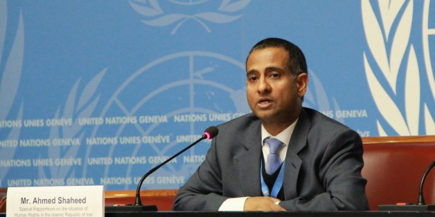 GENEVA, SWITZERLAND - MARCH 16: UN special rapporteur on the human rights situation in Iran, Ahmed Shaheed speaks at UN Human Rights Council in Geneva, Switzerland, on March 16, 2015. (Photo by Fatih Erel/Anadolu Agency/Getty Images)
