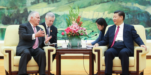 BEIJING, CHINA - SEPTEMBER 30: U.S. Secretary of State Rex Tillerson (L) meeting with Chinese President Xi Jinping (R) at the Great Hall of the People on September 30, 2017 in Beijing, China. (Photo by Lintao Zhang/Pool/Getty Images)