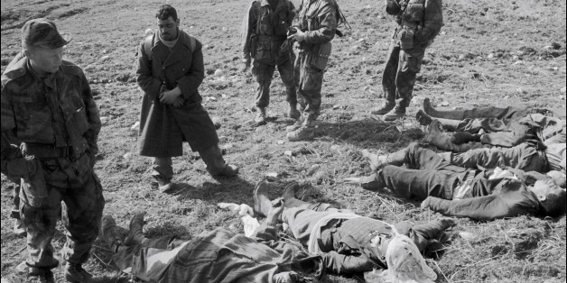 ALGERIA - MARCH: French soldiers, prisoner and dead bodies during 'Operation Bigeard' in March 1956, when an armed outbreak in Souk-Ahras, South of Constantine region, Algeria, led to the killing of nine French soldiers - Under the order of Colonel Bigeard, French troops, backed by twelve helicopters, launched the operation to counter the rebel strongholds in the more distant portions of the region. (Photo by REPORTERS ASSOCIES/Gamma-Keystone via Getty Images)