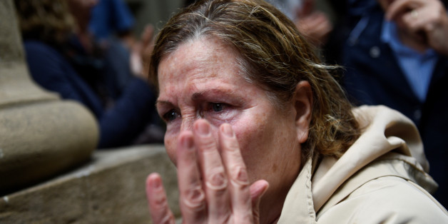 Eine Frau nach der Abstimmung in Katalonien