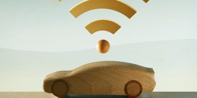 Car with internet symbol.