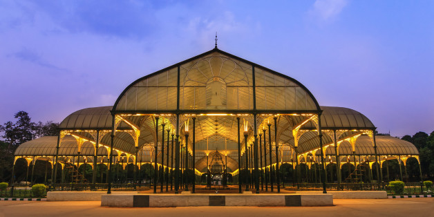 night scene of Lalbagh park in Bangalore City, India