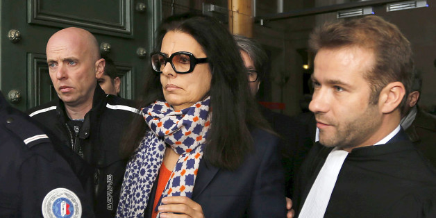 Francoise Bettencourt-Meyers (C), the daughter of L'Oreal heiress Liliane Bettencourt, leaves the courts in Bordeaux on the opening day of the Bettencourt trial January 26, 2015. Ten people stand trial for "abuse of weakness" between 2006 and 2010 in the case involving elderly L'Oreal heiress Liliane Bettencourt. REUTERS/Regis Duvignau (FRANCE - Tags: POLITICS CRIME LAW)