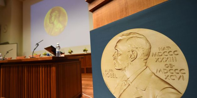 A medal of Alfred Nobel is pictured prior to the beginning of a press conference to announce the winner of the 2017 Nobel Prize in Medicine on October 2, 2017 at the Karolinska Institute in Stockholm.The 2017 Nobel prize season kicks off with the announcement of the medicine prize, to be followed over the next days by the other science awards and those for peace and literature. / AFP PHOTO / Jonathan NACKSTRAND (Photo credit should read JONATHAN NACKSTRAND/AFP/Getty Images)
