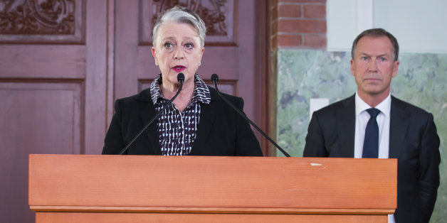 The chairwoman of the Norwegian Nobel Committee Berit Reiss-Andersen, announces on October 06, 2017 in Oslo, that the 2017 Nobel Peace Prize goes to the nuclear disarmament group ICAN for its decade-long campaign to rid the world of the atomic bomb as nuclear-fuelled crises swirl over North Korea and Iran. / AFP PHOTO / NTB Scanpix / Heiko JUNGE / Norway OUT (Photo credit should read HEIKO JUNGE/AFP/Getty Images)