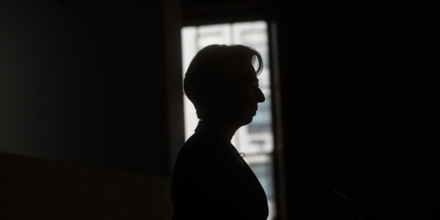 Christine Lagarde, managing director of the International Monetary Fund (IMF), creates a silhouette as she speaks during the Bank of England's 'Independence - 20 Years On' conference at Fishmongers' Hall in the City of London, U.K., on Friday, Sept. 29, 2017. The conference marks two decades of independence from the government. Photographer: Simon Dawson/Bloomberg via Getty Images
