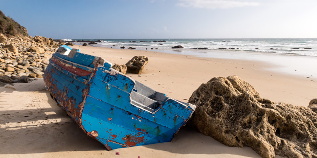 Small boat used for illegal immigration. Found on the beaches of Tarifa, Cádiz