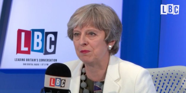 Eine klare Antwort wollte der britischen Premier nicht über die Lippen. Quelle: Screenshot LBC