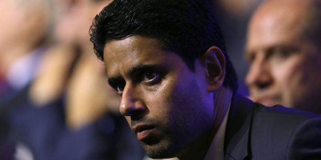 Paris Saint Germain's (PSG) Qatari president Nasser Al-Khelaifi looks on during the UEFA Champions League football group stage draw ceremony in Monaco on August 24, 2017. / AFP PHOTO / VALERY HACHE (Photo credit should read VALERY HACHE/AFP/Getty Images)