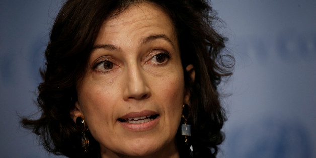 Audrey Azoulay, Minister of Culture and Communication of France, speaks to reporters after the United Nations Security Council voted to adopt a resolution on the protection of cultural heritage in armed conflict at U.N. headquarters in New York City, New York, U.S., March 24, 2017. REUTERS/Mike Segar