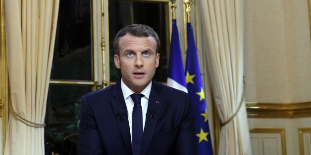 French President Emmanuel Macron looks on before his first interview from the Elysee Palace in Paris, on October 15, 2017. / AFP PHOTO / POOL / PHILIPPE WOJAZER (Photo credit should read PHILIPPE WOJAZER/AFP/Getty Images)
