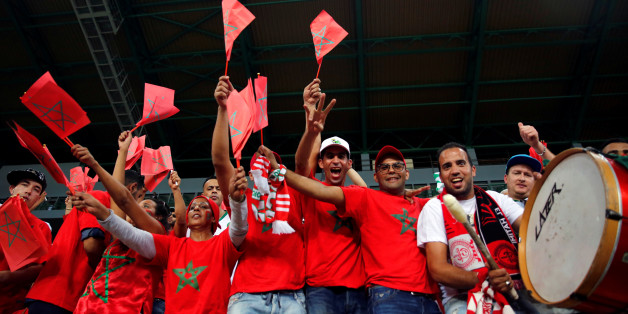 Football Soccer - African Cup of Nations - Quarter Finals - Egypt v Morocco - Stade de Port Gentil - Gabon - 29/1/17. Fans of Morocco cheer before the start of the game. REUTERS/Amr Abdallah Dalsh