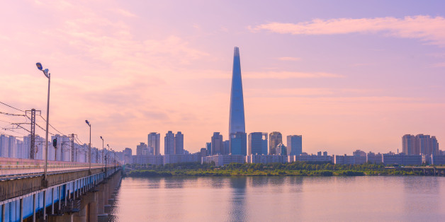 Seoul Subway and Seoul City Skyline, LotteTower ,South korea