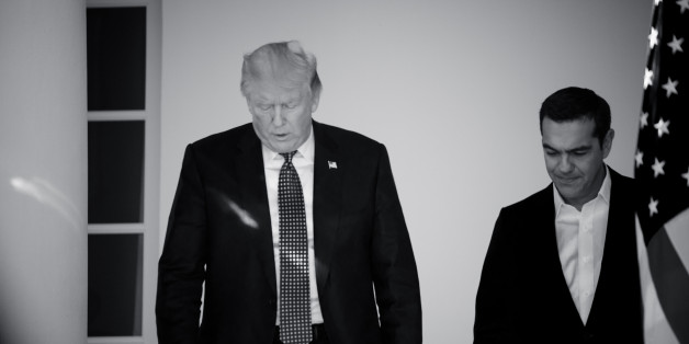 (L-R), U.S. President Donald Trump, and Prime Minister Alexis Tsipras of Greece, leave the Oval Office to walk to the Rose Garden of the White House for their joint press conference, on Tuesday, October 17, 2017. (Photo by Cheriss May) (Photo by Cheriss May/NurPhoto via Getty Images)