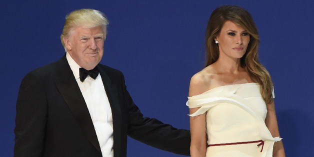 US President Donald Trump and First Lady Melania Trump during the Salute to Our Armed Services Inaugural Ball at the National Building Museum in Washington, DC, January 20, 2017. / AFP / SAUL LOEB (Photo credit should read SAUL LOEB/AFP/Getty Images)
