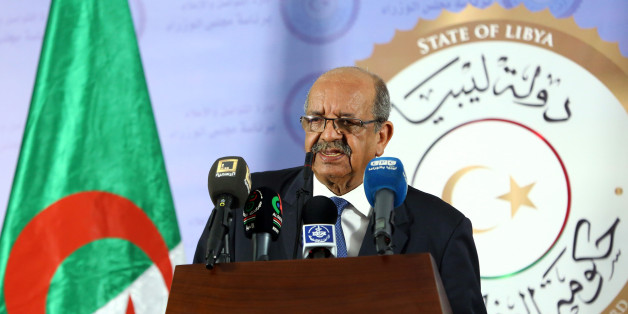 Algeria's Minister Delegate for Maghreb and African Affairs, Abdelkader Messahel, speaks during a press conference after meeting with Libyan Prime Minister Fayez al-Sarraj (unseen) in the Libyan capital Tripoli on April 21, 2017. / AFP PHOTO / MAHMUD TURKIA (Photo credit should read MAHMUD TURKIA/AFP/Getty Images)