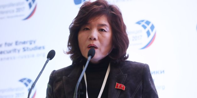 MOSCOW, RUSSIA - OCTOBER 20, 2017: Choe Son-hui, Head of the North America Department of North Korea's Foreign Ministry, speaks at the 2017 Moscow Nonproliferation Conference at the Centre for Energy and Security Studies. Artyom Korotayev/TASS (Photo by Artyom Korotayev\TASS via Getty Images)