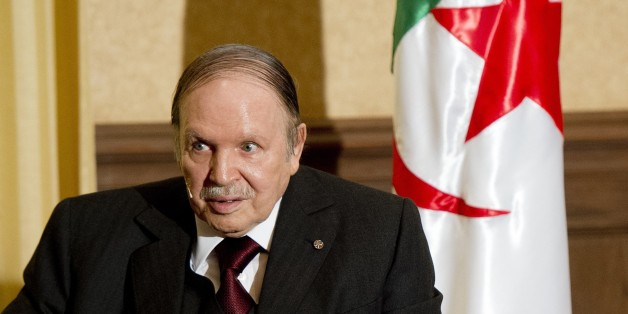 Algerian President Abdelaziz Bouteflika meets with his French counterpart Francois Hollande at the Zeralda private residence on June 15, 2015, in Algiers. Hollande is on a friendship and working visit to Algeria at the invitation of Algerian President, Abdelaziz Bouteflika as the two nations, once bitter foes, work ever closer to tackle regional threats from Mali to Libya. AFP PHOTO / POOL / ALAIN JOCARD / AFP / POOL / ALAIN JOCARD (Photo credit should read ALAIN JOCARD/AFP/Getty Images)