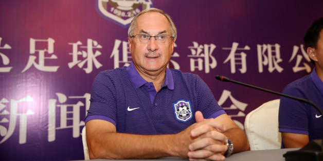 TIANJIN, CHINA - SEPTEMBER 11: The new head coach of China's Tianjin Teda Uli Stielike attends a press conference on September 11, 2017 in Tianjin, China. (Photo by VCG/VCG via Getty Images)