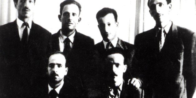'Les fils de la Toussaint' (All Saints' Day sons), (group of the six founders of the F.LN, National Liberation Front). Photograph taken on October 24, 1954. Standing, from the l. to the r.: Bitat, Ben Boulaïd, Didouche Mourad and Boudiaf. Sitting, from the l. to the r.: Krim and Ben M'Hidi, 1954, France - Algerian War of Independence. (Photo by: Photo12/UIG via Getty Images)