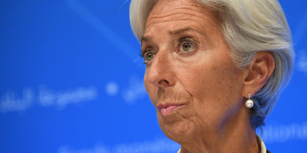 IMF Managing director Christine Lagarde looks on as she attends a press conference at the World Bank and International Monetary Fund annual meeting in Washington, DC, on October 14, 2017. / AFP PHOTO / JIM WATSON (Photo credit should read JIM WATSON/AFP/Getty Images)