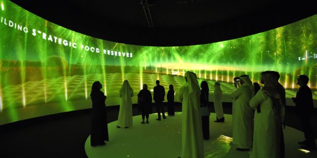 Participants watch a movie advertising Saudi's Red Sea project on the sidelines of the three-day Future Investment Initiatives conference in Riyadh, on October 25, 2017. Saudi Arabia, smarting from a years-long oil crunch, said it aims to nearly double the assets of its Public Investment Fund by 2020 through launching a programme of investment initiatives. / AFP PHOTO / FAYEZ NURELDINE (Photo credit should read FAYEZ NURELDINE/AFP/Getty Images)