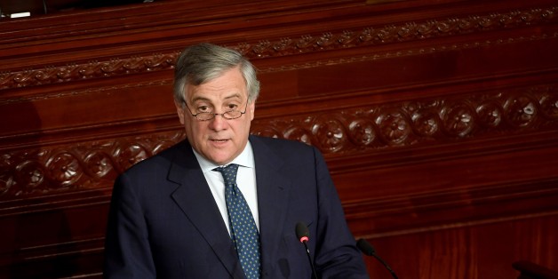 European Parliament chief Antonio Tajani addresses the Tunisian parliament on October 30, 2017 during an official visit to Tunis. / AFP PHOTO / FETHI BELAID (Photo credit should read FETHI BELAID/AFP/Getty Images)