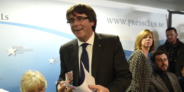 BRUSSELS , BELGIUM - OCTOBER 31, 2017:Carles Puidgemont pictured during his press conference on October 31, 2017 in Brussels, Belgium.(Picture by Didier Lebrun/Photonews via Getty Images)
