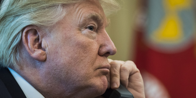 WASHINGTON, DC - JUNE 27: President Donald Trump talks with new Irish Prime Minister Leo Varadkar during a telephone call in the Oval Office of the White House of the White House in Washington, DC on Tuesday, June 27, 2017. (Photo by Jabin Botsford/The Washington Post via Getty Images)
