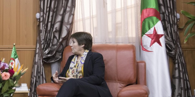 ALGER, ALGERIA - FEBRUARY 13: Former French Economy Minister, Founder and Leader of the political movement 'En Marche !' and candidate for the 2017 French Presidential Election Emmanuel Macron (L) meets Algerian Minister of National Education Nouria Benghabrit Remaoun (R) on February 13, 2017 in Alger, Algeria. Emmanuel Macron is traveling to Algeria on 13 and 14 February to meet ministers and politicians. (Photo by Soazig De La Moissonniere/IP3/Getty Images)
