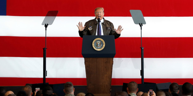 U.S. President Donald Trump addresses members of U.S. military services and Japan Self-Defense Force (JSDF) at U.S. Air Force Yokota Air Base in Fussa, on the outskirts of Tokyo, Japan, November 5, 2017. REUTERS/Toru Hanai