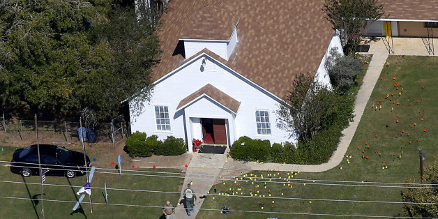 An aerial photo showing the site of a mass shooting at the First Baptist Church of Sutherland Springs, Texas, U.S., November 6, 2017. REUTERS/Jonathan Bachman