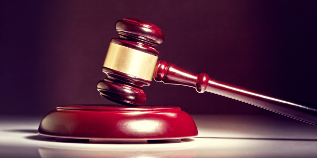 wooden judge gavel on white background