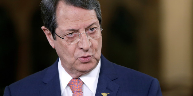 Cypriot President Nicos Anastasiades talks during a nationally televised news conference at the Presidential Palace in Nicosia, Cyprus May 22, 2017. REUTERS/Petros Karadjias/Pool