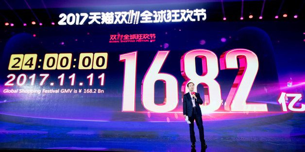 SHANGHAI, CHINA - NOVEMBER 12: Alibaba CEO Daniel Zhang speaks at Shanghai Expo Centre after the Single's Day Global Shopping Festival on November 12, 2017 in Shanghai, China. Alibaba Group generated RMB 168.2 billion (or USD 25.3 billion) of gross merchandise volume (GMV) in the Single's Day Global Shopping Festival on Nov 11. (Photo by VCG/VCG via Getty Images)