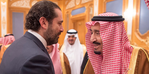 Lebanese Prime Minister Saad al-Hariri shakes hands with Saudi Arabia's King Salman in Riyadh, Saudi Arabia, November 11, 2017. Courtesy of Saudi Royal Court/Handout via REUTERS ATTENTION EDITORS - THIS PICTURE WAS PROVIDED BY A THIRD PARTY