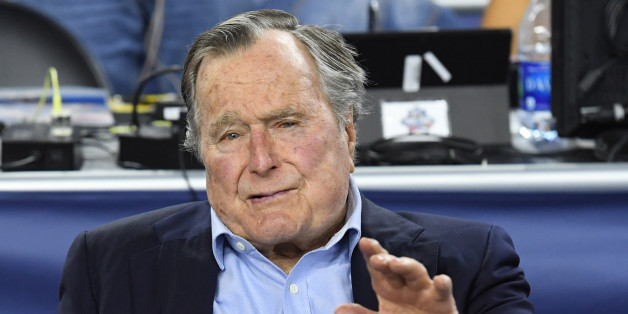 Apr 2, 2016; Houston, TX, USA; United States former President George H.W. Bush in attendance before the 2016 NCAA Men's Division I Championship semi-final game between the Oklahoma Sooners and Villanova Wildcats at NRG Stadium. Mandatory Credit: Robert Deutsch-USA TODAY Sports
