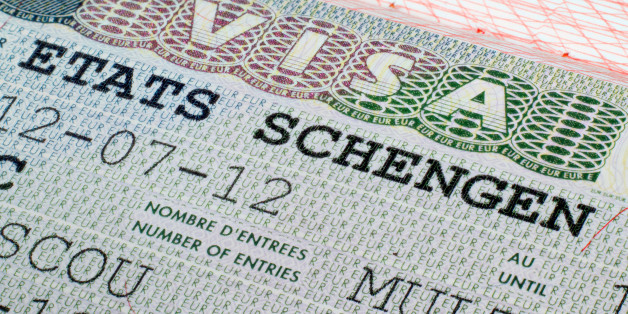 Close up Schengen visa in the passport