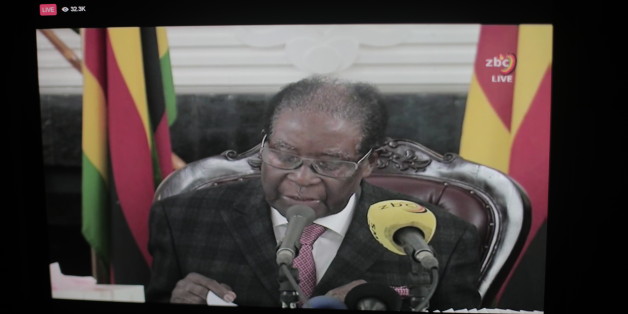 Breaking News: Zimbabwean President Mugabe, in a Speech to Zimbabwe people on TV, says he will remain president and refuse to relinquish the presidency. (Photo by Belal Khaled/NurPhoto via Getty Images)