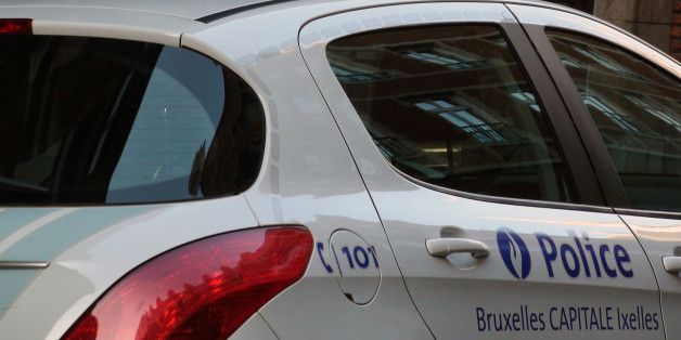 Brussels, Belgium - January 28, 2016: Close Up Look At Belgian Police Force Vehicle Parked On The Street In Brussels In The Winter Season In Europe.