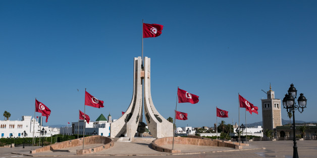 A view of the Tunisian flag from the center of the Kasbah square in Tunis, Tunisia, on 17 septembre, 2017. (Photo by Emeric Fohlen/NurPhoto via Getty Images)
