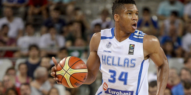 PALA ALPITUR, TURIN, ITALY - 2016/07/04: Giannis Antetokounmpo in action during the basketball FIBA Olympic qualifying tournament match beetwen Greece and Iran. Greece national team wins 78-53 over Iran national team. (Photo by Nicolò Campo/Pacific Press/LightRocket via Getty Images)