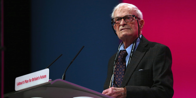 MANCHESTER, ENGLAND - SEPTEMBER 24: 91 year old Harry Leslie Smith delivers an impassioned speech about his life and the NHS on September 24, 2014 in Manchester, England. Ed Miliband, the Leader of the Labour Party, delivered his keynote speech to delegates yesterday, and has since admitted missing out a key passage on the UK's financial deficit. The four-day annual Labour Party Conference finishes today in Manchester. (Photo by Dan Kitwood/Getty Images)