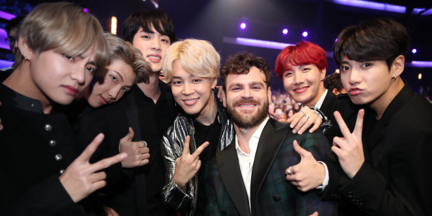 LOS ANGELES, CA - NOVEMBER 19: Members of BTS and Alex Pall during the 2017 American Music Awards at Microsoft Theater on November 19, 2017 in Los Angeles, California. (Photo by Chris Polk/AMA2017/Getty Images for dcp)