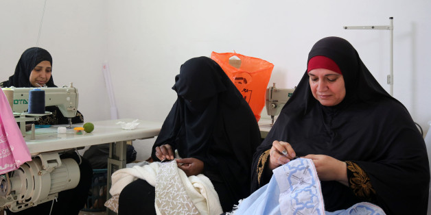 Palestinian women embroider at a workshop in Jordan's Jerash Palestinian refugee camp, which was established to host more than 11,000 Palestinians who fled the Gaza Strip during the 1967 Arab-Israeli war, north of Amman on November 5, 2017.Half a century on, more than 29,000 refugees live in the camp amid poverty, unemployment and crumbling infrastructure.In 2013, Roberta Ventura, an Italian with a background in investment banking, decided to set up a social project to help women in the camp pro