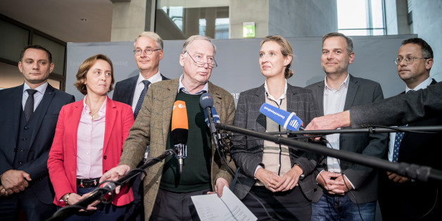 AfD-Fraktionsvize Peter Felser rechts außen mit der AfD-Bundestagsfraktion
