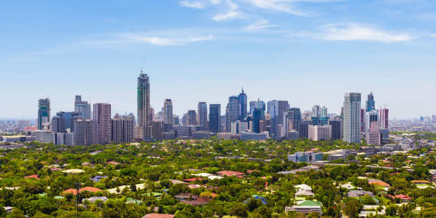 Aerial view of Makati city - Modern financial and business district of Metro Manila, Philippines.