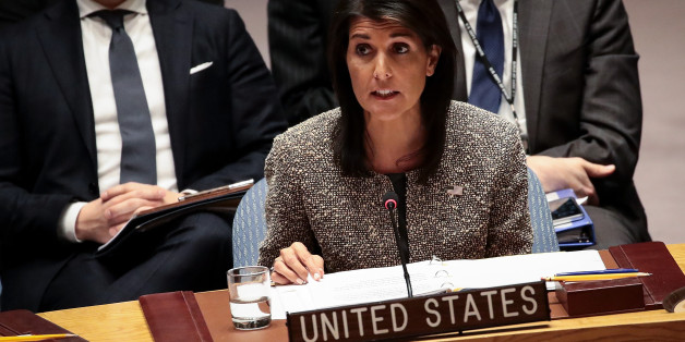 NEW YORK, NY - NOVEMBER 29: Nikki Haley, U.S. ambassador to the United Nations, speaks during an emergency meeting of the United Nations Security Council concerning North Korea's nuclear ambitions, at the United Nations headquarters, November 29, 2017 in New York City. North Korea test fired an advanced intercontinental ballistic missile on Tuesday. (Drew Angerer/Getty Images)