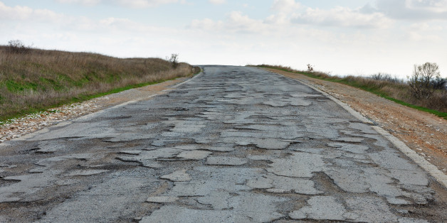 Very bad condition damaged road that needs repair
